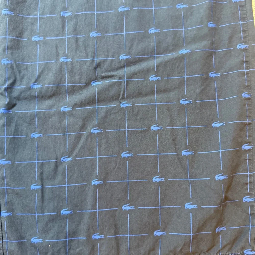 Lacoste Pajama Pants Men XL Navy Blue Grid Logo Print Sleepwear Lounge Bottoms